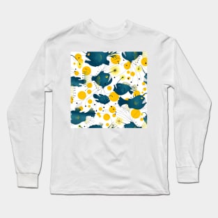 Angler fish - blue/yellow Long Sleeve T-Shirt